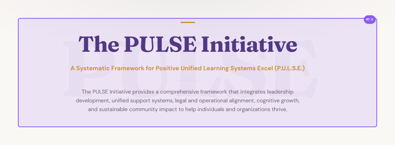 P.U.L.S.E. framework integration matrix — organizational development diagram